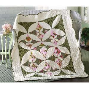    Patchwork Quilt Throw Sage Green, Pink & White 