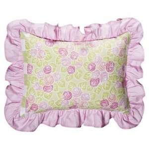    Flower Basket Decorative Pillow Pink and Green