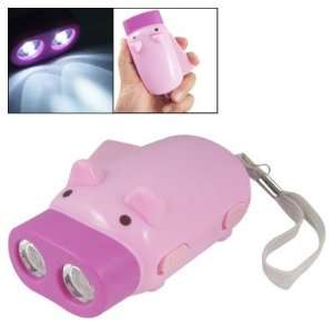  Pink Fuchsia Cartoon Pig Shape 2 LED Emergency Hand 