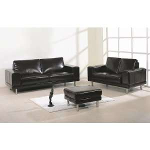    Concorde Bycast Leather Living Room Set in Black Furniture & Decor