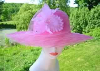 New Ladies designer wide brim PINK orchard flowered society fashion 