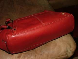   Beautiful!! red leather Multi pocket Large organizer shoulder bag
