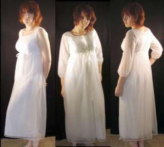   White Wedding Nightie Innocent NIGHTGOWN PEIGNOIR Robe Set M  