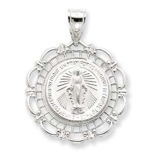   14k White Gold Blessed Mary Medal Pendant West Coast Jewelry Jewelry