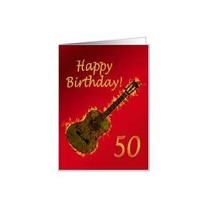  Blazing hot guitar 50th birthday Card: Toys & Games