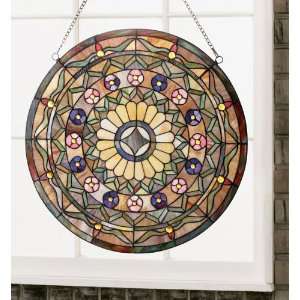  Round Tiffany style Stained Glass Panel: Home & Kitchen