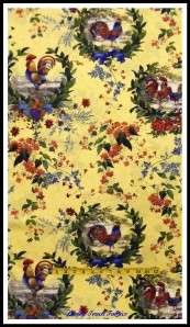 ROOSTER CHICKEN FLORAL FRENCH COUNTRY FABRIC ~SOLD BY THE YARD  
