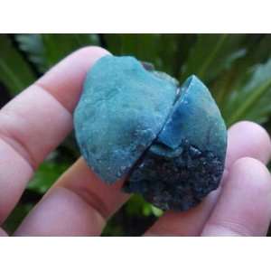  E6814 Gemqz Blue Agate Hollow Geode Pair Cute 