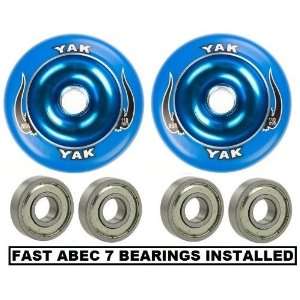 Metal Core Wheels 100mm BLUE with Abec 7 Bearings Installed (2 Wheels 