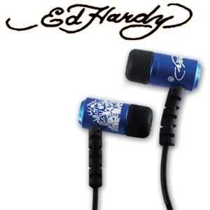  Ed Hardy Blue Tiger 3.5mm Soft Jell Stereo Earbud Headset 
