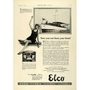 1925 Ad Port Elco Cruisette Motor Boat Grand Central Palace Deck New 
