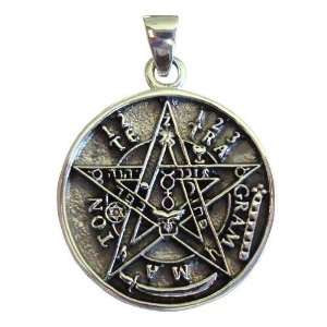  Silver Tetragrammaton Pentagram Pentacle Pendant   Wiccan 