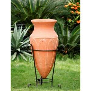   Wrought Iron Stand, Terracotta Red Finish Patio, Lawn & Garden