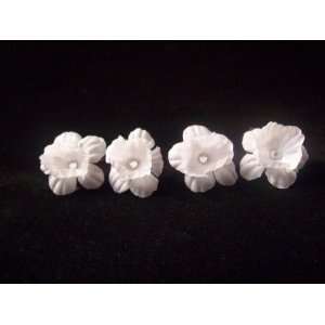   Tiny White Flowers with Swarovski Crystal Center  Set of 6: Beauty