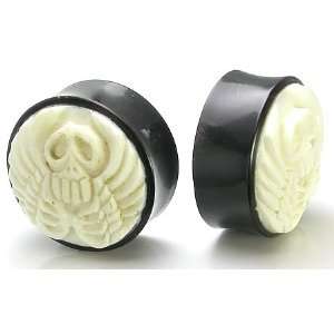   Bone Inlayed Horn Organic Plug Body Jewelry Price per 3 15/32~12mm