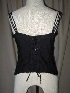 JOIE Black Cotton Bodice Style Camisole Lace Up Back Size Medium 