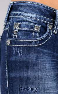 Miss Me Jeans Lady Luck Star Studded Horseshoe Denim Boot Cut JW6090B2 