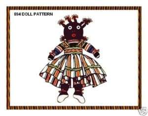 894 Black American Rag Doll pattern vintage  