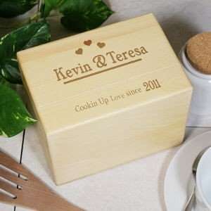   Personalized Wedding Recipe Box Gift Cooking Up Love: Home & Kitchen