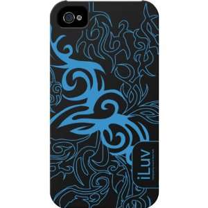  New Black/Blue Tatt2 Silicone Case For iPhone 4   DE7272 