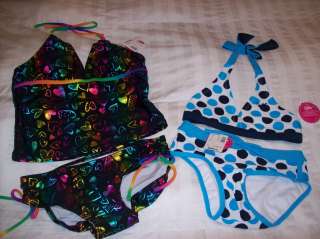   GIRLS 2 PIECE Heart Splatter Tankini Swimsuit / Polka Dot Bikini NEW