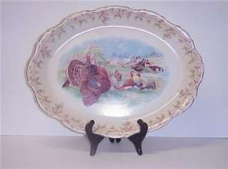 ANTIQUE K.T. & K. CO PLATTER LARGE 19 GAME BIRD SCENE  