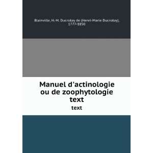  Manuel dactinologie ou de zoophytologie. text H. M 