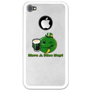 iPhone 4 or 4S Clear Case White Irish Have a Nice Day Smiley Face Beer 