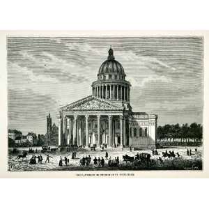  1877 Wood Engraving Pantheon Church St. Genevieve France 