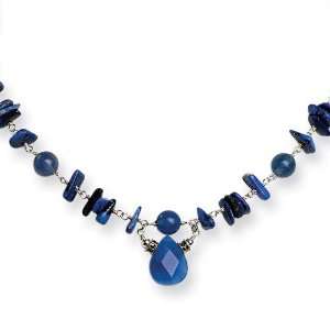  Sterling Silver Sodalite & Blue Agate Necklace: Jewelry