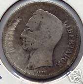 1903 Venezuela 2 Bolivares Silver Coin  