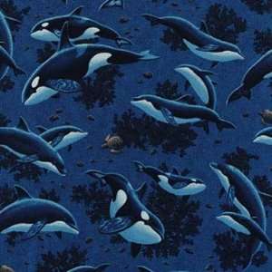  By The Yard Ocean Whales & Dolphins Quilt Cotton Fabric 