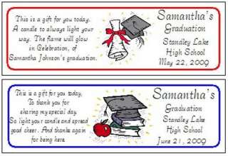   Diploma cap Books Votive Candle labels Personalized Party Favors