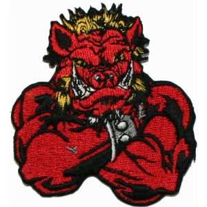  Mean Bull Motorcycle Biker Embroidered Iron On Patch Red 