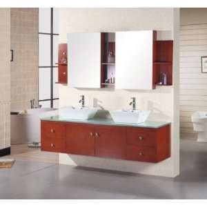   Portland 72 Cherry Oak Finish Double Sink Vanity Set: Home & Kitchen
