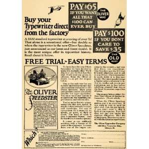   Ad Oliver Speedster Typewriter Free Trial Chicago   Original Print Ad