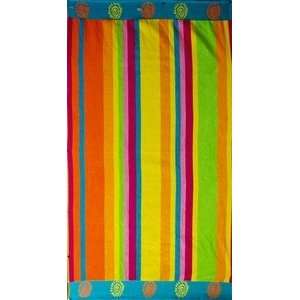 Luxury 40 X 70 Egyptian cotton Velour Beach Towels, Pastel Stripe 