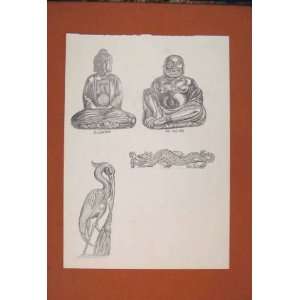  Buddha Sketch Mi Lo Fo Dragon Art Stork Drawing Art Old 