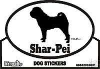 Shar Pei Euro Bumper Sticker   Many Breeds Available  