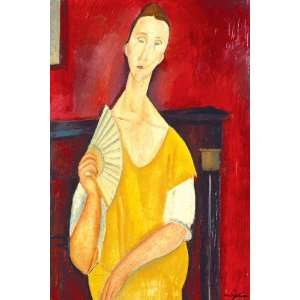  Amedeo Modigliani: 24W by 36H : Woman with a Fan CANVAS 