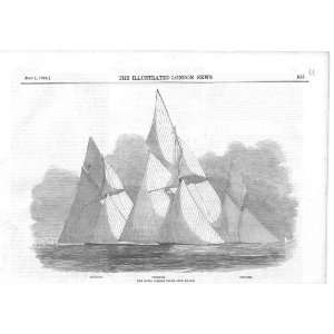 Royal London Yacht Club Match Antique Print 
