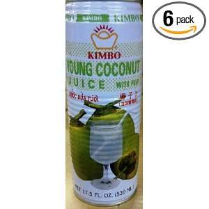 Young Coconut Juice With Pulp Net Wet 17.5 Oz (520ml) (Pack of 6 