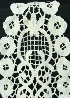 VINTAGE BELGIAN HAND MADE LACE TABLE RUNNER DOILY  