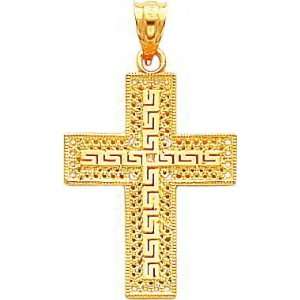  14K Gold Greek Filigree Cross Pendant: Jewelry