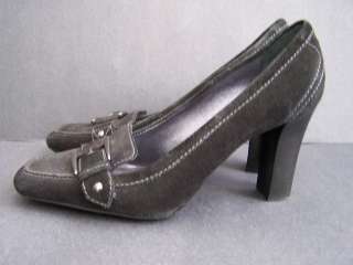 Cole Haan Shoes Womens Black Sued Career Black Buckle 3 1/2 Heal 8B 