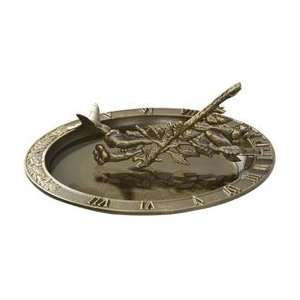  12 Diameter Hummingbird Sundial Birdbath, French Bronze 