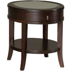  Sully Round Mirror Java Wood Side Table: Home & Kitchen