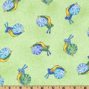   Flannel Snails Apple Green Fabric By The Yard: Arts, Crafts & Sewing