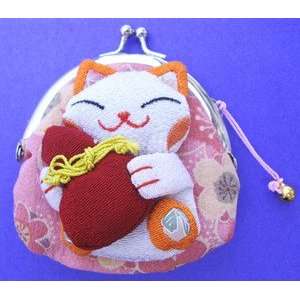  Japanese Maneki Neko Lucky Cat Coin Purse Bag #22408 3 