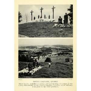  1927 Print Mount Calvary Quebec Canada Catholicism Cross 